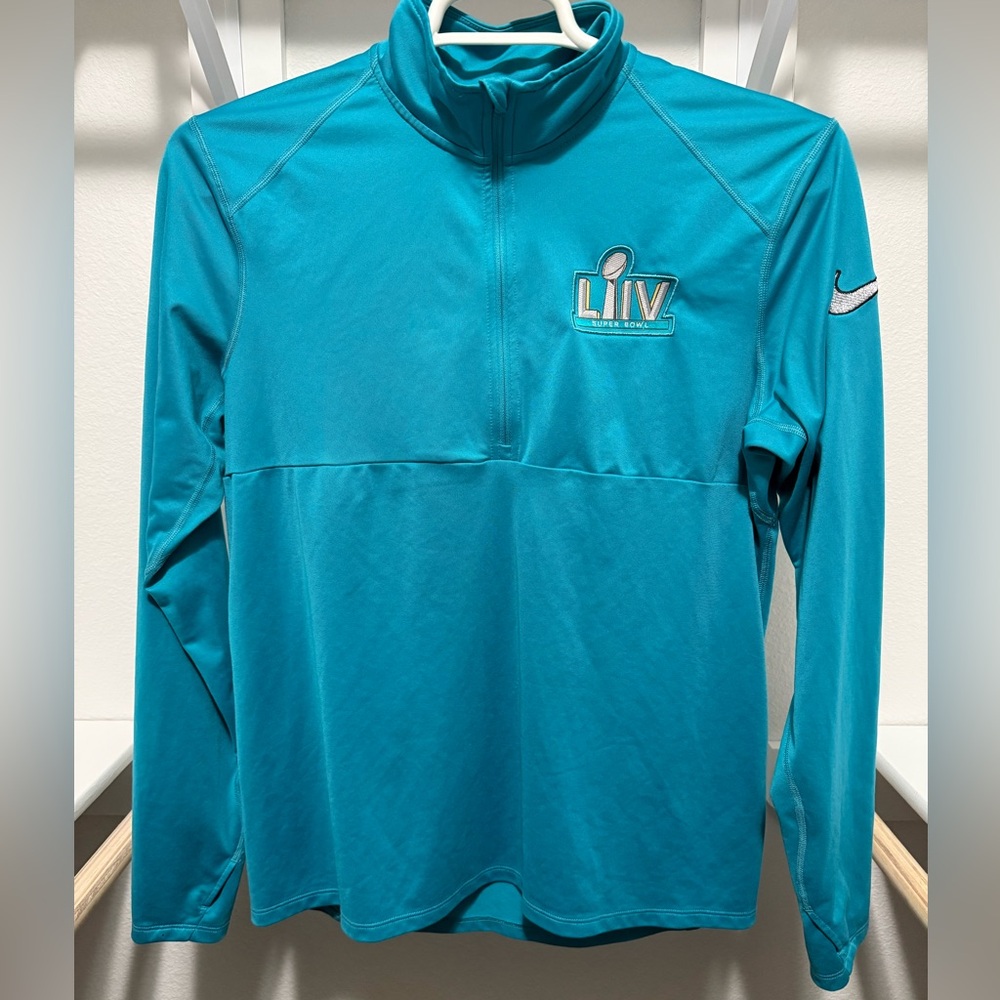 Nike NFL Super Bowl LIIV Teal Dri-FIT Quarter-Zip Pullover Medium Chiefs 49ers
